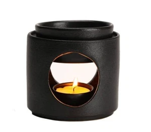 Ceramic Diffuser Black Oil Burner Wax Melt Burners with Tealight Holder Black - Picture 1 of 4