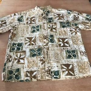 Kahala camicia hawaiana uomo XL marrone floreale bottoni tasca manica corta - Foto 1 di 13