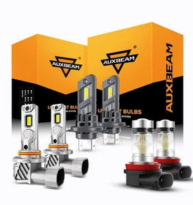 AUXBEAM 9005 H7 H11 LED Headlight High Low Beam Fog Light Super Bright White 1:1 - Foto 1 di 17