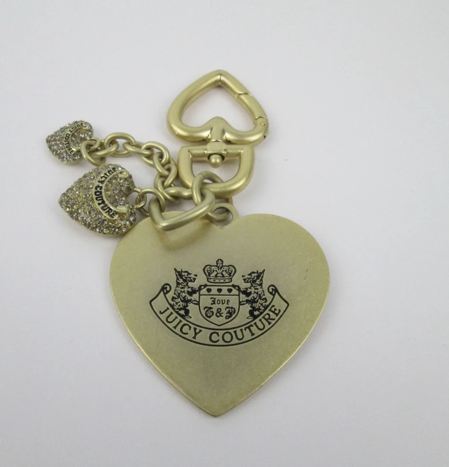 Juicy Couture Tono Dorado Logo Corazón Cristales Estrás Bolso Cadena Dije De Colección Foto 1 de 4