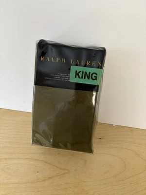Sábana bajera Ralph Lauren King tweed verde satinado Foto 1 de 2