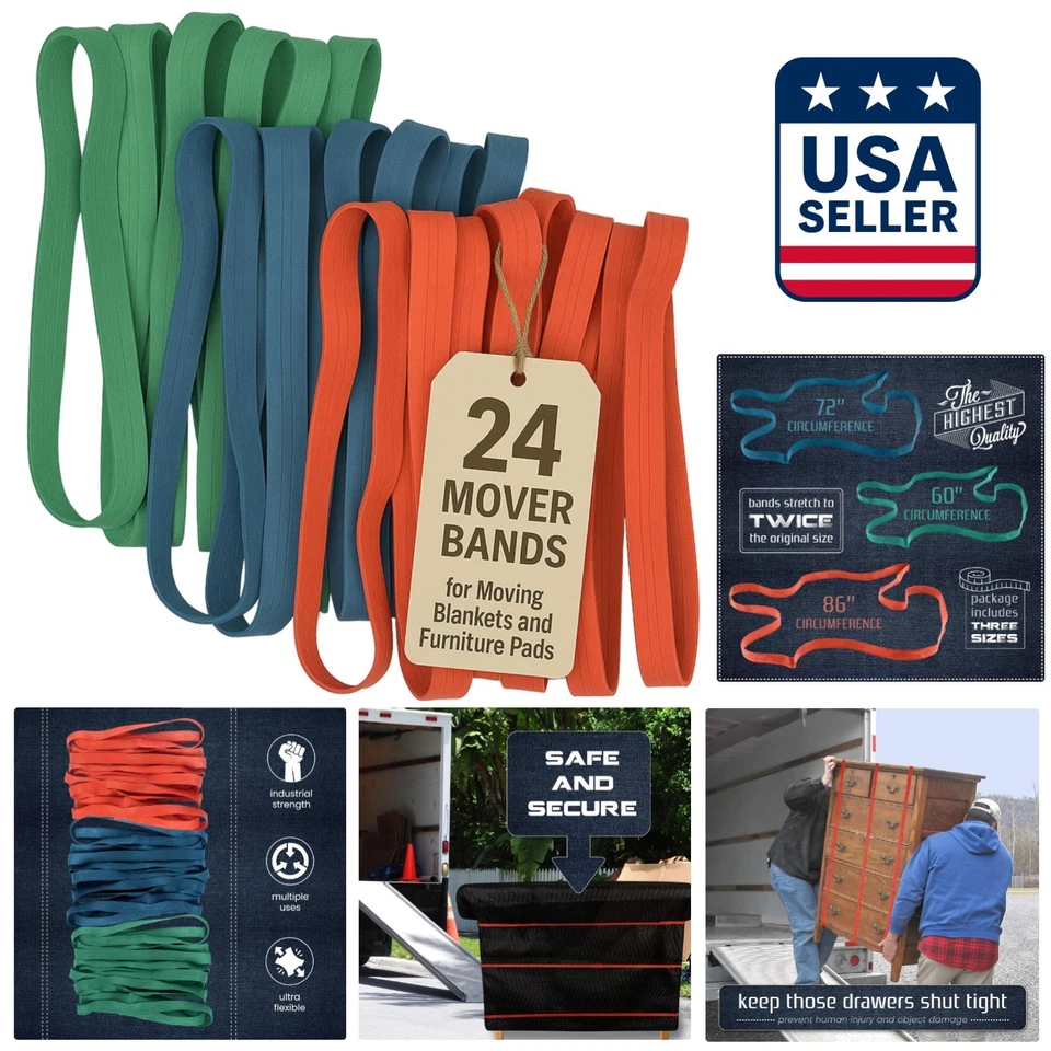 Durable 24 Pack Extra-Large Rubber Bands - Perfect for Safe Moving Operations - Image 1 of 4