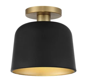 1-Light Ceiling Light in Matte Black with Natural Brass by Meridian Lighting - Picture 1 of 7