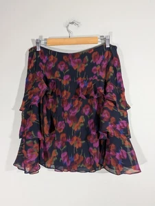 Ralph Lauren Womens Floral Ruffle Skirt Sz 12 Cottagecore Feminine Luxe Coquette - Picture 1 of 11