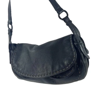 Radley Black Leather Fold Over Satchel Style Contrast Stitch Handbag - Picture 1 of 13