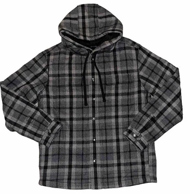 Chaqueta Camisa PrAna Asgard Capucha Gris Franela Lana a Cuadros - Para Hombre L Edredón Forrado Foto 1 de 4