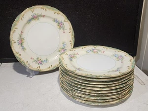 SET OF 11- Antique NORITAKE DALTON Floral Gold Trim 10" DINNER PLATES Japan - Picture 1 of 4