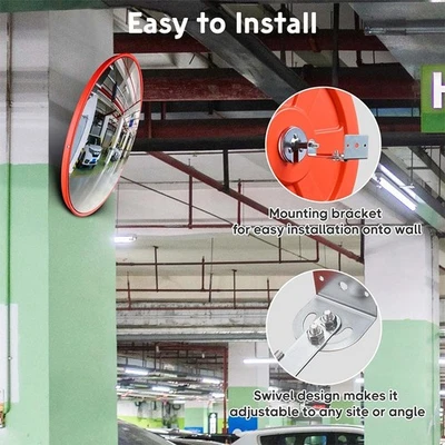 Convex Mirror 12 5/8" X 3 1/8" 17 11/16" X 3 1/8" PP & PC Parking Safety - Image 1 of 4