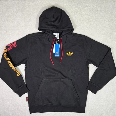 Adidas x As Roma Mens Medium Crewneck Graphic Hoodie Black Cotton $90 M - Image 1 of 4