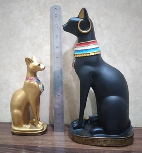 Paquete de 2 estatuas de 8-13"" - Antigua diosa egipcia Bastet gato Isis hecha a mano... - Imagen 1 de 23