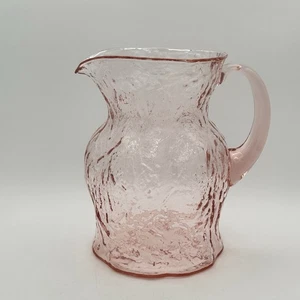 Jarra de vidrio arrugado vintage Morgantown rosa tono ockner patrón 8 pulgadas de alto - Imagen 1 de 11