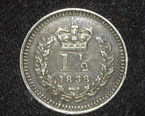 1838 1-1/2 PENCE KM728 EXTREMELY FINE ~K1 - Picture 1 of 3