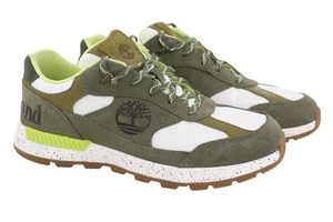 TIMBERLAND A2QUH Men Sneakers EU43.5/44.5 Green Leather Almond Toe Low Top Laced - Picture 1 of 15