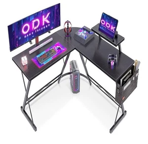 Escritorio para juegos ODK 127x127x75 cm negro escritorio para computadora con soporte para monitor juego en forma de L - Imagen 1 de 6