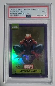 2024 Topps Chrome Marvel Spider-Man Purple Refractor /75 PSA 9 💎 - Bild 1 von 3