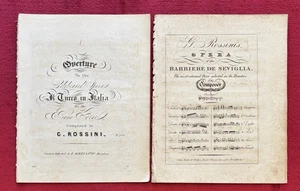 OVERTURE OF IL TURCO IN ITALIA & BARBIERE DE SEVIGLIA BY G. ROSSINI SHEET MUSIC - Picture 1 of 9