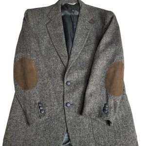 Blazer de tweed de lana 40R CROSS & WINSOR para hombre hecho en EE. UU. Chaqueta parches en el codo - Imagen 1 de 17
