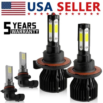 For Ford F 150 2004-2014 10000K LED Headlight Hi/Lo + Fog Light Bulbs Combo 4x - Imagem 1 de 4