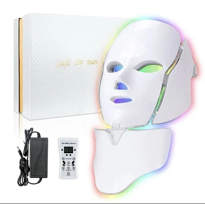 7 Color LED Light Therapy Rejuvenation Face and Neck Mask Facial Skin Care Gift - Image 1 of 4