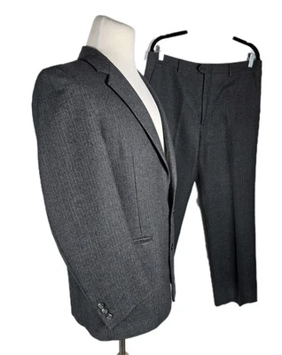 Traje Oleg Cassini Para Hombres 42R Gris Rayas Invierno Peso 100% Lana B42 Foto 1 de 4