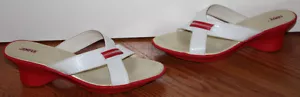 Camper Damensandalen weiß/rot mit Keilabsatz Größe 10,5 - Bild 1 von 5