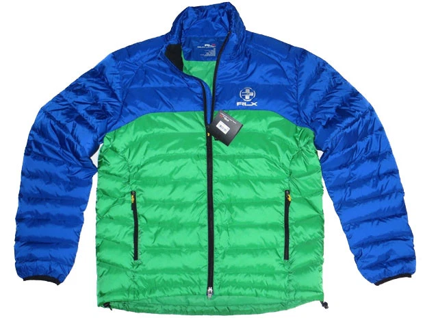 Abrigo Chaqueta acolchada Polo Ralph Lauren Para Hombres RLX Azul Verde Color Bloque Talla M Foto 1 de 3