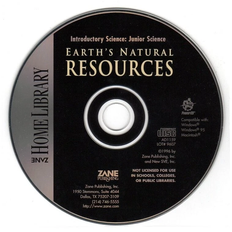 Zane: Junior Science: Earth's Natural Resources (Win/Mac) - NEW CD in SLEEVE - Image 1 of 3
