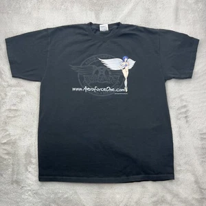 Vtg Aerosmith Shirt Mens Large Black Y2K Rock Band Music Concert Tour Angel Club - Picture 1 of 19