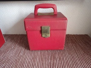 CUSTODIA DA TRASPORTO SINGOLA 7" DI QUALITA' ANNI 60 - CONTIENE 50 - COPERTURA GHIACCIO CREPATO rosso - Foto 1 di 9