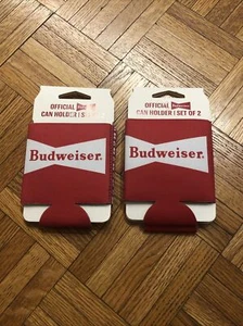 Official BUDWEISER Can Holder Koozies - 2 Sets of 2 - NEW - Picture 1 of 3