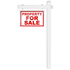 6' Upvc Real Estate Sign Post Open House Yard Home for Sale with Stake White