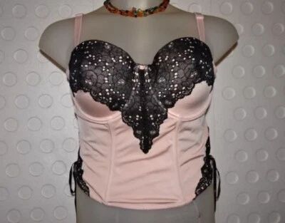CACIQUE Serious Sexy Espartilho de Renda Bustier Rosa/Preto 18/20 D/DD Multivias * - Imagem 1 de 4