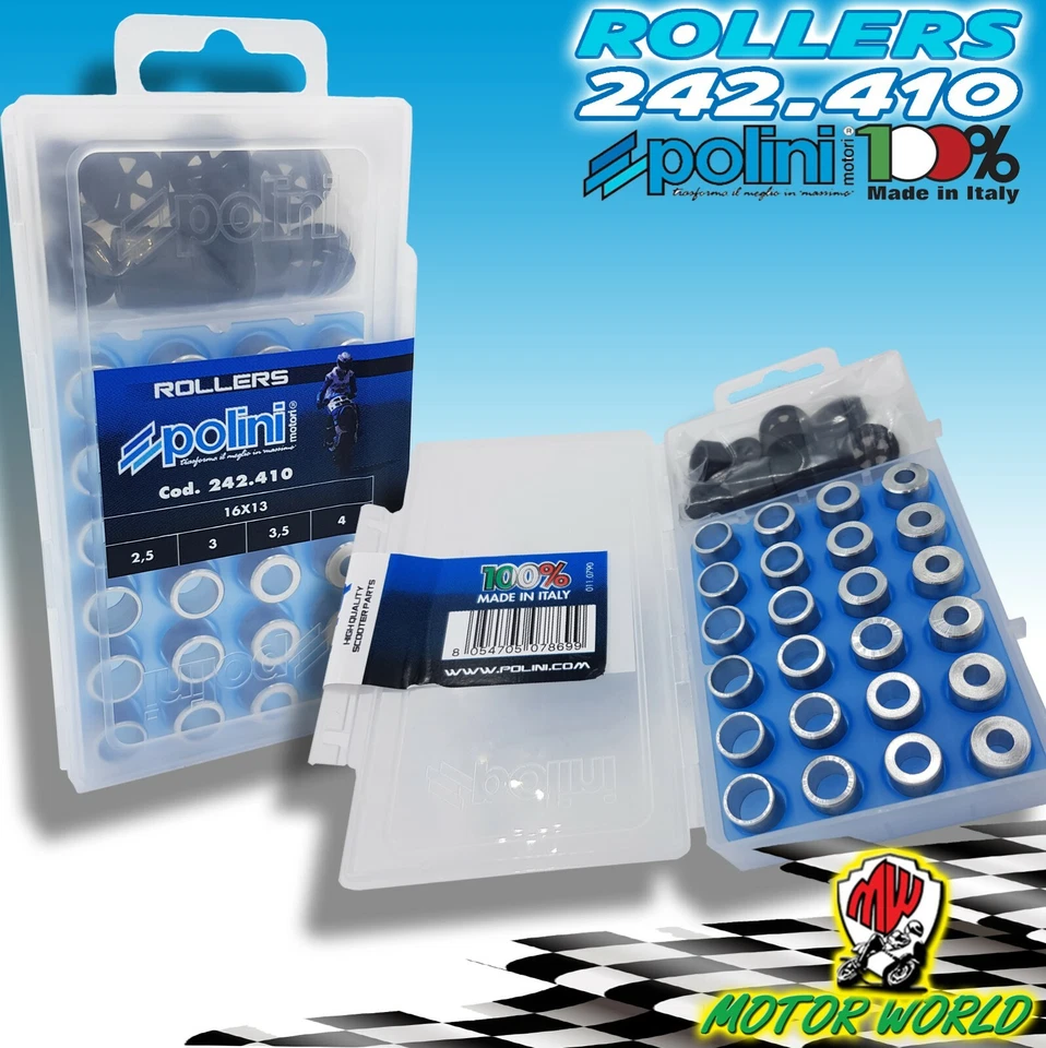 242.410 KIT RULLI MASSETTE VARIATORE POLINI PER LA TARATURA 16X13 G. 2,5 3 3,5 4 - Immagine 1 di 1