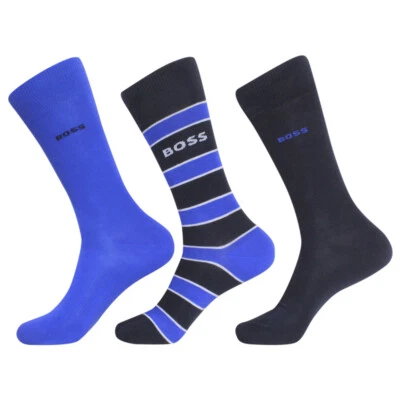 Hugo Boss Hombre 3 Pares Conjunto de Regalo Azul Oscuro Calcetines Crew Talla 7-13 Foto 1 de 2