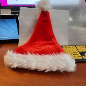 Plush Red And White Santa Claus Caps Party/Costume/Holiday/Christmas 12x19 in - Picture 1 of 3