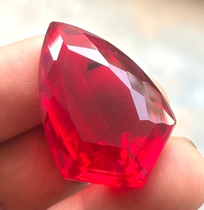 Natural 80 Ct Certified For pendant Blood Red Ruby Flawless Fancy Cut BIG SIZE - Photo 1 sur 17