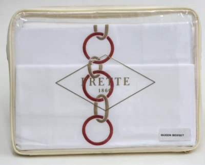 Frette Links Embroidery Queen Fitted Sheet Set Lacquer/Camel Made in Italy - Image 1 of 4