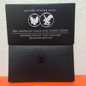 American Eagle 2021 One Ounce Silver Reverse Proof Two-Coin Set Designer Edition - Picture 1 of 7