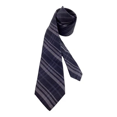 JOHN VARVATOS Gray PLaids & Cheks Silk Tie Made In USA W: 3.1" EX COND - Image 1 of 4