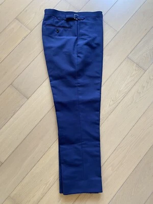 Calça chino P.JOHNSON alfaiate azul marinho pele de selo tecido sob medida MTM 29 30 - Imagem 1 de 4