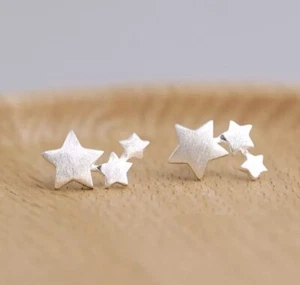 925 Sterling Silver SP Tri Star Earring Ear Climbers W/gift ๐ FREE SHIPPING!! - Picture 1 of 3