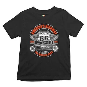 America's Highway Youth T-shirt Route 66 The Mother Road Hot Rod Kids - Picture 1 of 5
