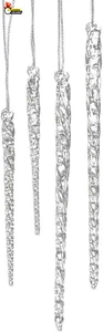 Kurt Adler 3-1/2-Inch-5-1/2-Inch Clear Glass Icicle Ornament Set of 24 Pieces (1 - Picture 1 of 12