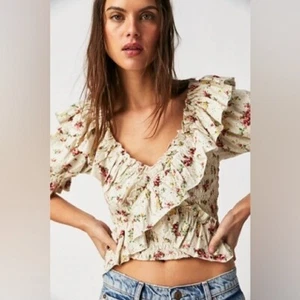 Top ragazza Free People Favorite floreale con volant taglia media nuovo con etichette - Foto 1 di 11