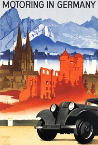 Autofahren in Deutschland - Automobil - 20er Jahre - Reiseplakat - Bild 1 von 1