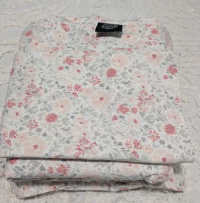 3 pc Black Label Ralph Lauren  White, Pink, & Grey,Twin Sheet Set  Pink Margaret - Image 1 of 4
