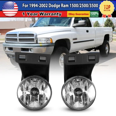 Fog Lights For 1994-2002 Dodge Ram 1500 2500 3500 Clear Lens Bumper Lamps Pair - Imagem 1 de 4