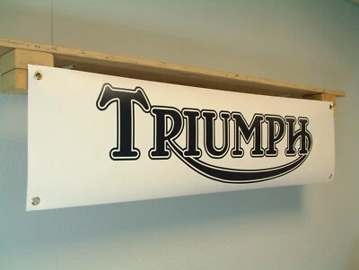 HALCYON AUTOMOTIVE Triumph Motorcycles Banner Classic Meriden Bike Garage Werkstatt Wand Display