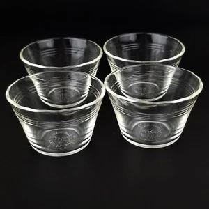 Vintage Pyrex #462 Set of 4 Custard Cups Clear Scalloped 3 Ring 5oz Dessert Bowl - Picture 1 of 13