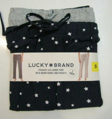 Lucky Brand Womens 2 Pack Lounge Pants Pajamas Blue Gray Sleepwear Large L NWT - Image 1 of 3